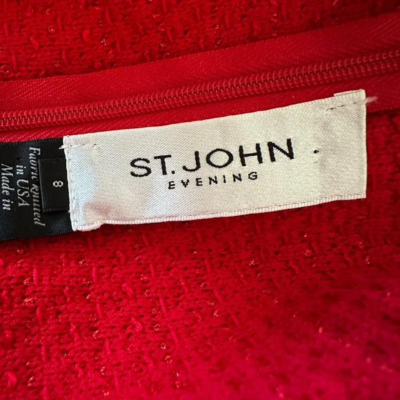 St. John’s Evening Gown Red Rhinestone Dress - Picture 7 of 10